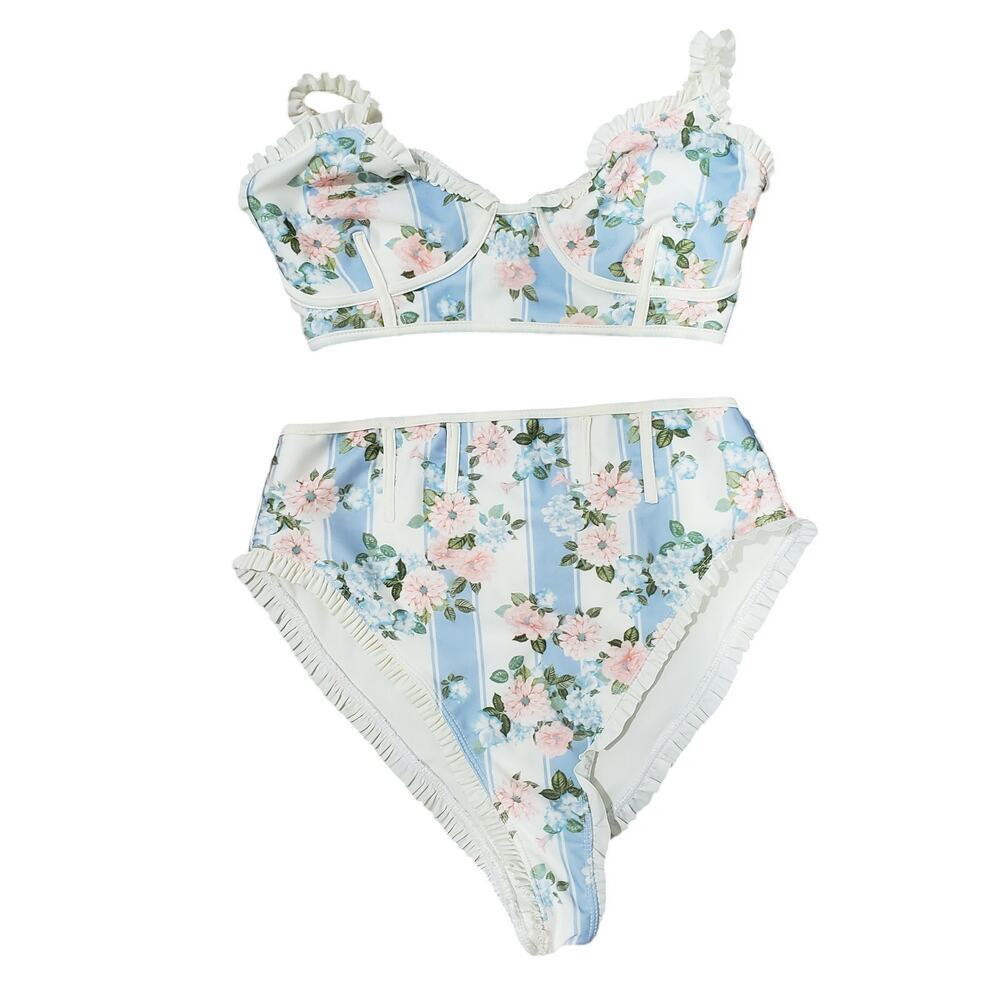For Love & Lemons Charleston Floral Bikini Set XS Top S Bottom Mixed Size